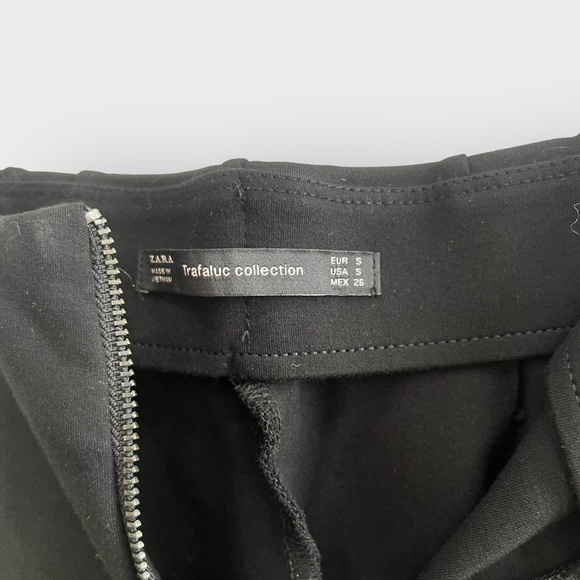 ZARA Black Leggings Green Side Stripe (Sz S) - Picture 4 of 7